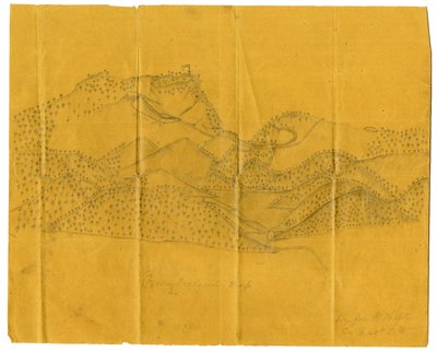 Ilustración a lápiz del Cumberland Gap, c.1862-1865 de John W. Hopte