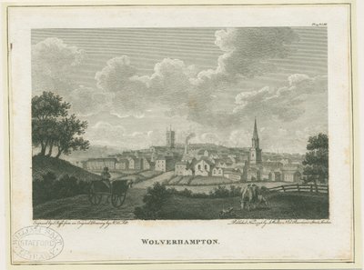 Wolverhampton - Vista suroeste: grabado, nd [c 1796] de John Walker