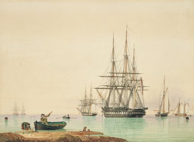 H.M.S. Vindictive (pluma, tinta y acuarela sobre papel) de John Ward