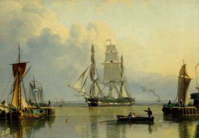 El "William Lee" entrando en el Humber Dock, Hull (óleo sobre tabla) de John Ward