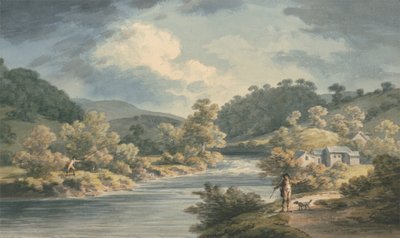Un pescador en el valle de Myfod, emplazamiento del palacio de la princesa de Powis de John Warwick Smith