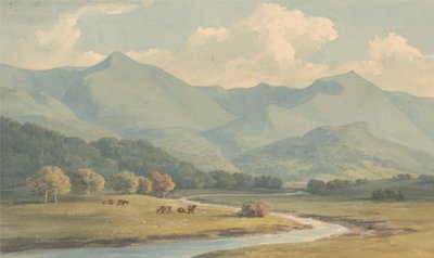 Carnedd Llewelyn y Carnedd David, Carnarvonshire, vistos desde el otro lado del río Ogwen de John Warwick Smith