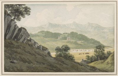 Puente Llanelltyd sobre el Maw, en el camino entre Barmouth y Dolgellau, mirando hacia Hengwrt y más allá hacia Cader Idris, Merionethshire, 16 de julio de 1790 de John Warwick Smith