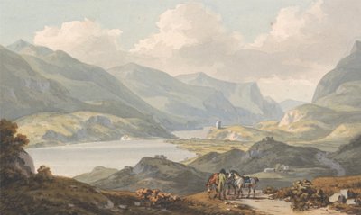 Los lagos de Llanberis - desde la carretera que va de Caernarfon a Llanberis, Caernarfonshire de John Warwick Smith