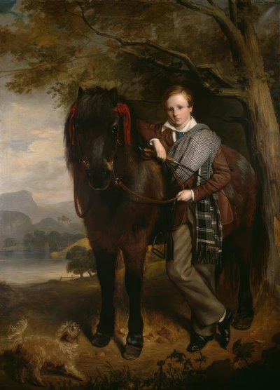 Retrato de un niño con pony de John Watson Gordon