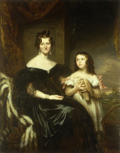 Retrato de una dama elegante y su hija de John Watson Gordon