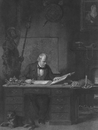Sir Walter Scott en su estudio, Castle Street, Edimburgo de John Watson Gordon