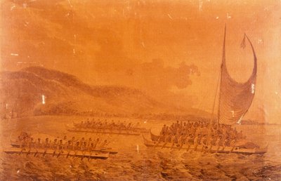 Canoas yendo a encontrarse con el Capitán James Cook de John Webber