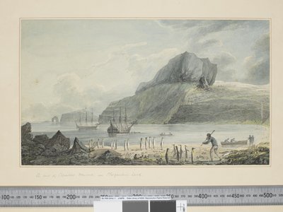 F.1 Una vista del Puerto de Navidad en la Tierra de Kerguelen, c.1773-84 de John Webber