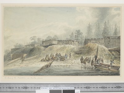 F.23 Una vista de las Habitaciones en Nootka Sound, c.1773-84 de John Webber
