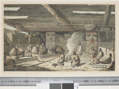 F.24 El interior de una casa en Nootka Sound, c.1773-84 de John Webber