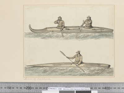 F.30 Canoas de Oonalashka, Sonido del Príncipe Guillermo, c.1773-84 de John Webber