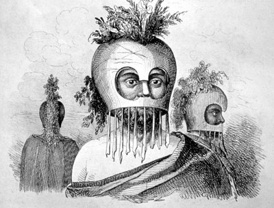 Hombre hawaiano con una máscara de calabaza, siglo XVIII de John Webber