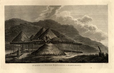 Habitaciones de Verano e Invierno en Kamchatka del Viaje al Océano Pacífico, 1785 de John Webber