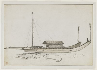 [Una canoa doble de Otaheite [Tahití], con un elaborado tallado. de John Webber