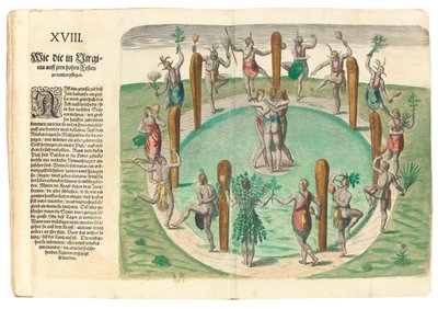 Indios nativos bailando, 1590 de John White