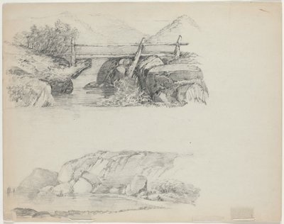 Puente sobre Arroyo Rocoso [parte superior verso] de John William Casilear