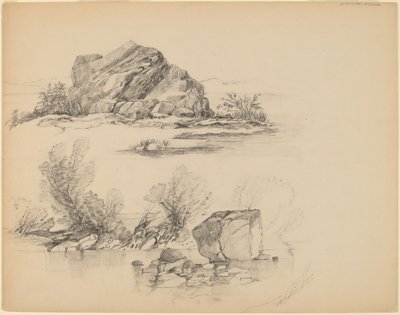 Rocas a lo largo de una orilla del lago [recto] de John William Casilear