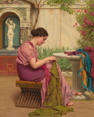 Una puntada es gratis, o Una puntada a tiempo, 1917 de John William Godward