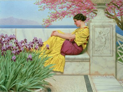 Bajo la flor que cuelga de la rama, 1917 de John William Godward