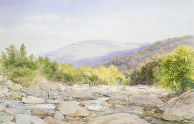 Paisaje: Vista en Catskill Creek de John William Hill