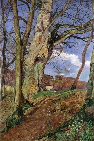 Un Estudio, en Marzo, exhibido 1855 de John William Inchbold