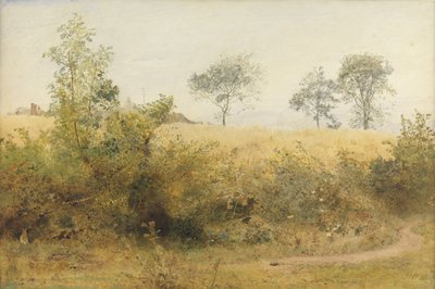El murciélago comienza con ala mareada - Campo de cebada sobre el seto de John William North