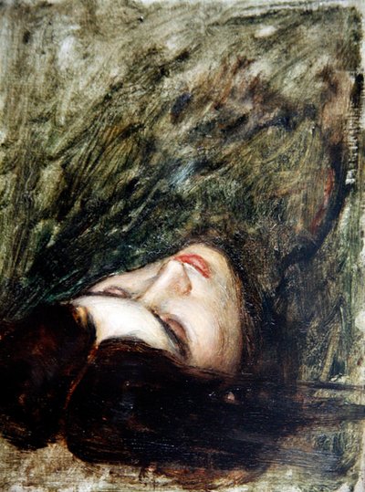 Cabeza de Orfeo - un boceto, c.1899-1900 (óleo sobre tabla) de John William Waterhouse