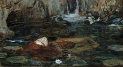 Estudio para Las ninfas encontrando la cabeza de Orfeo de John William Waterhouse