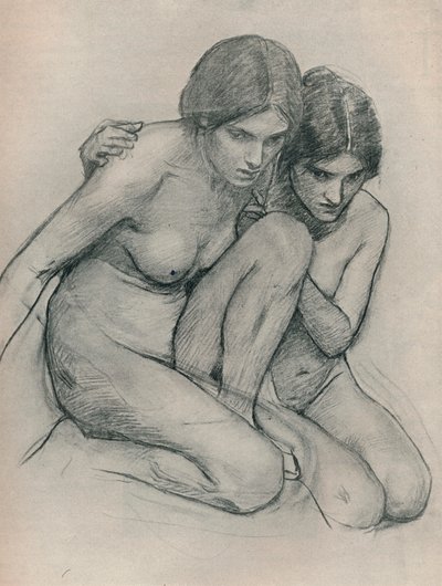Estudio para Las ninfas encontrando la cabeza de Orfeo, c. 1899 de John William Waterhouse