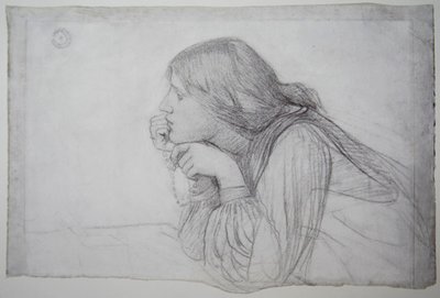 Estudio de una figura femenina con rosario de John William Waterhouse