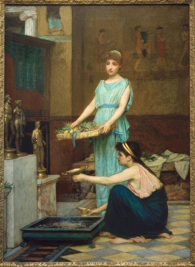 Los dioses del hogar de John William Waterhouse