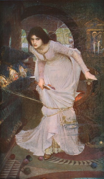 La Dama de Shalott mirando a Lancelot, 1894, c1930 de John William Waterhouse