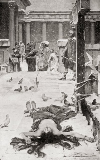 El martirio de Santa Eulalia, según el cuadro de John William Waterhouse, de la Historia de las Naciones de Hutchinson, pub. 1915 de John William Waterhouse