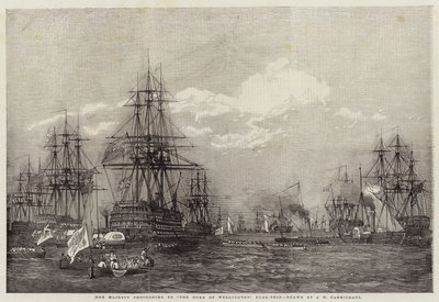Su Majestad procediendo al buque insignia del Duque de Wellington de John Wilson Carmichael