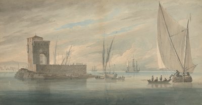 Escena de la costa italiana con navegación insular de John Wilson Carmichael