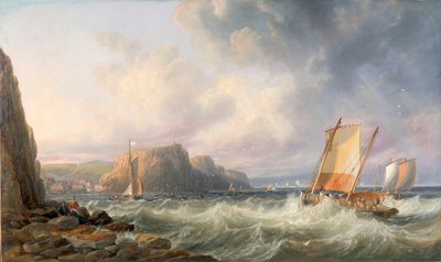 Frente a la costa de Yorkshire, Staithes de John Wilson Carmichael