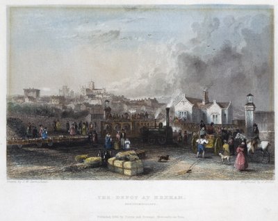 El depósito en Hexham, Newcastle y Carlisle Railway, grabado por J. Archer, 1836 de John Wilson Carmichael