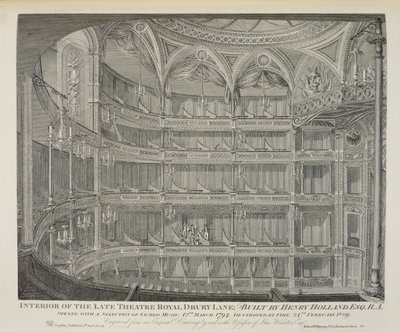 Interior del Antiguo Teatro Real, Drury Lane, en Londres, Construido por Henry Holland, 1794, Destruido por el Fuego en 1809, grabado por Dale, 1820 de John Winston