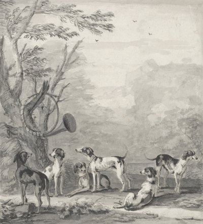 Perros en un paisaje de John Wootton