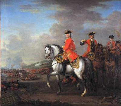 El rey Jorge II (1683-1760) en la batalla de Dettingen, con el duque de Cumberland y Robert, 4º conde de Holderness, 27 de junio de 1743 de John Wootton