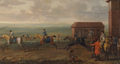 Lord Portmore observa a los caballos de carreras en ejercicio en Newmarket Heath de John Wootton