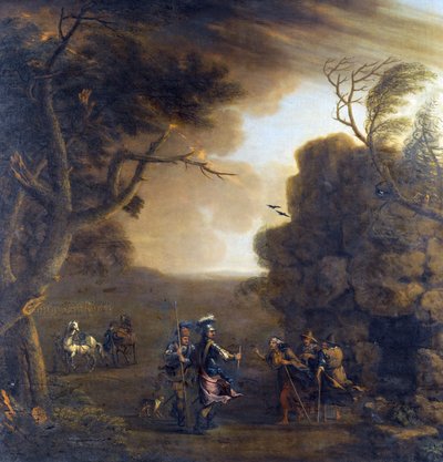 Macbeth y Banquo encuentran a las tres brujas de John Wootton