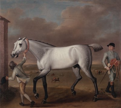 El caballo de carreras gris del Duque de Hamilton, "Victorious", en Newmarket de John Wootton