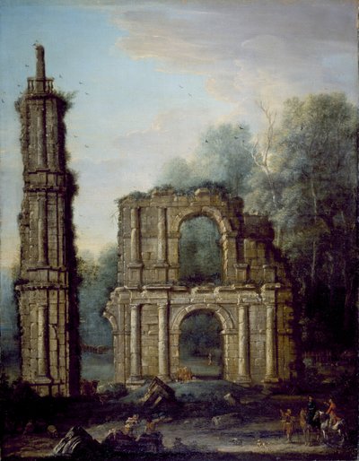 Las ruinas del Castillo de Holdenby, Northamptonshire, c.1735-45 de John Wootton