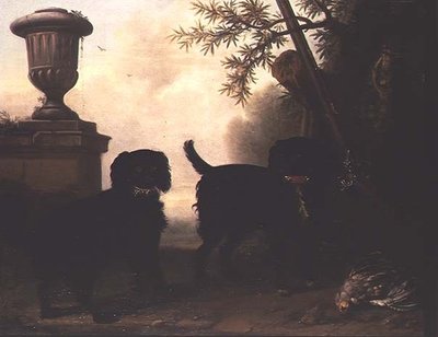Dos perros en un paisaje de John Wootton