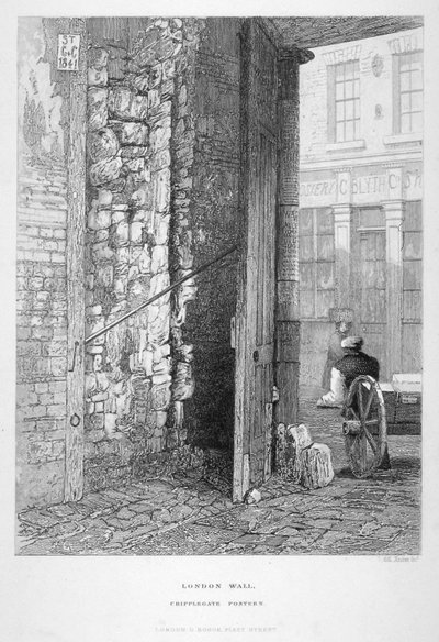 Postern de Cripplegate, en el cementerio de St Giles sin Cripplegate, London Wall, Londres de John Wykeham Archer