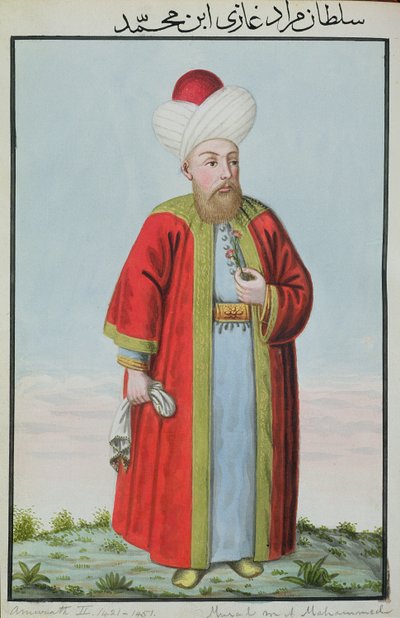 Amurath (Murad) II (1404-1451), sultán entre 1421 y 1451, de «Serie de retratos de los emperadores de Turquía». de John Young