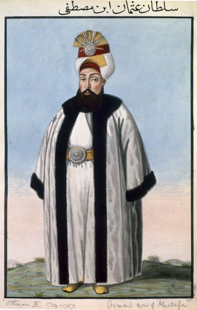 Othman (Osman) III (1699-1757), sultán entre 1754 y 1757, de «Serie de retratos de los emperadores de Turquía». de John Young