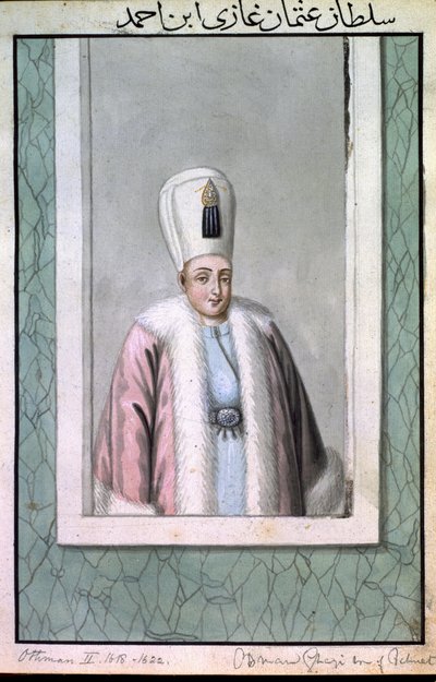 Othman (Osman) II (1603-1622), sultán entre 1618 y 1622, de «Serie de retratos de los emperadores de Turquía». de John Young